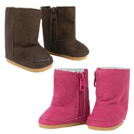 Hot Pink And Brown Suede Winter Boots Fits 18" American Girl Doll Clothing Shoes0