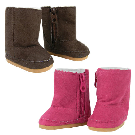 Hot Pink And Brown Suede Winter Boots Fits 18" American Girl Doll Clothing Shoes0