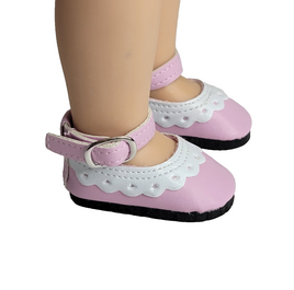 Pink Eyelet Dress Shoes Fits 14.5" Wellie Wisher American Girl Doll Shoes0