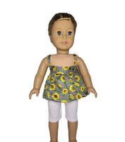 Sunflowers Capri Pant Set Fits 18" American Girl Doll Clothes0