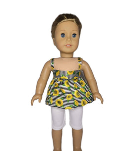 Sunflowers Capri Pant Set Fits 18" American Girl Doll Clothes0