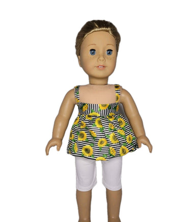 Sunflowers Capri Pant Set Fits 18" American Girl Doll Clothes0