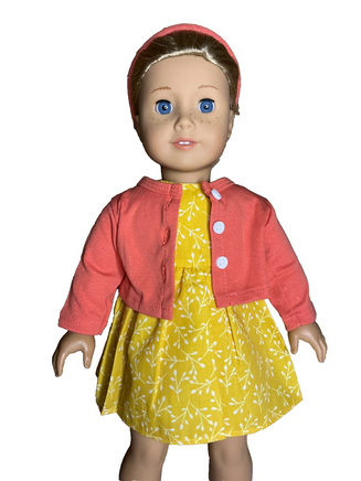 Autumn Dress Cardigan And Headband Fits 18" American Girl Doll Clothing0