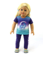 Purple Unicorn Pajama Pant Set Fits 18" American Girl Doll Clothing0