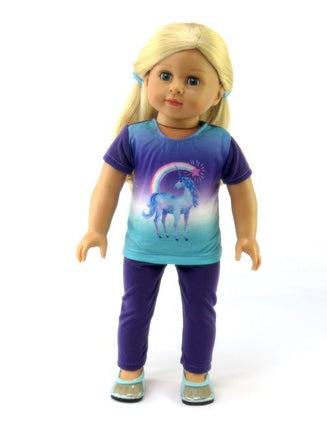 Purple Unicorn Pajama Pant Set Fits 18" American Girl Doll Clothing0