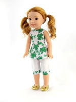 Shamrock  St. Patricks Day Outfit Fits 14.5" Wellie Wisher American Girl Doll1