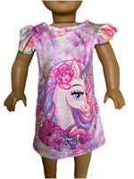 Unicorn And Flowers Nightgown Fits 18" American Girl Doll Clothes1