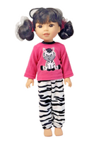 Hot Pink Zebra Pajama Set Fits 14.5" Wellie Wisher American Girl Doll Clothing0
