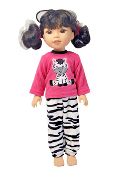 Hot Pink Zebra Pajama Set Fits 14.5" Wellie Wisher American Girl Doll Clothing0