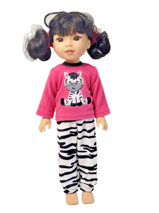 Hot Pink Zebra Pajama Set Fits 14.5" Wellie Wisher American Girl Doll Clothing0