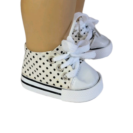 White Sneakers With Black Polka Dots Fits 18" American Girl Doll Clothes Shoes0