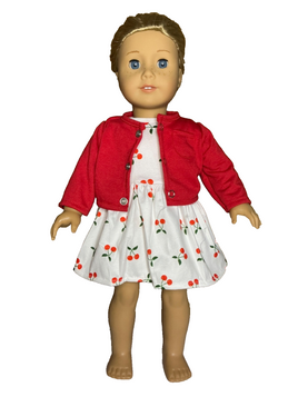 Red Cherry Dress And Cardigan Fits 18" American Girl Doll Clothing0