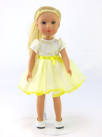 Yellow Lace Polka Dot Dress Fits 14.5" Wellie Wisher American Girl Doll Clothing0