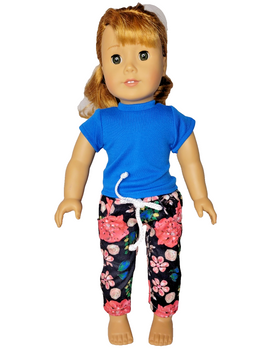 Royal Blue Top Gem Print Pants Set Fits 18" American Girl Doll Clothing0