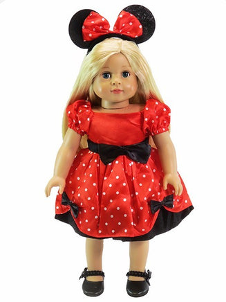 Red And Black Polka Dot Dress Mouse Ears Fits 18" American Girl Doll Clothing0