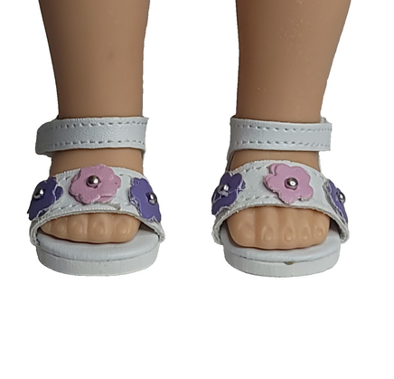 Pink And Purple Flower Sandals Fits 14.5" Wellie Wisher American Girl Doll Shoes1
