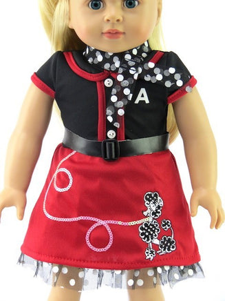 Red And Black Poodle Dress Belt Scarf Fits 18" American Girl Doll Clothing0