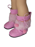 Pink Fur Pom Boots Fits 14.5" Wellie Wisher American Girl Doll Shoes0