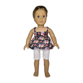 Colorful Rose Print Capri Pant Set Fits 18" American Girl Doll Clothes0
