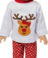 Polka Dot Reindeer Pant Set Fits 14.5" Wellie Wisher American Girl Doll Clothing1