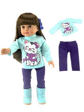 Snowflake Kitty Pant Set Fits 18" American Girl Doll Clothing0