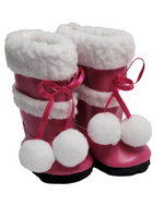 Pink Fur Trimmed Pom Boots Fits 18" American Girl Doll Clothing Shoes2