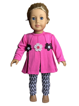 Pink Flower Pant Set Fits 18" American Girl Doll Clothing0