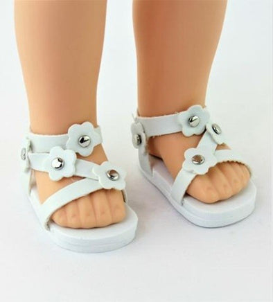 White Flower Sandals Fits 14.5" Wellie Wisher American Girl Doll Shoes0