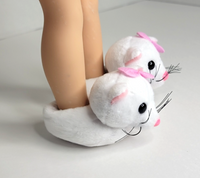 White Kitty Cat Slippers Fits 14.5" Wellie Wisher American Girl Doll Shoes1