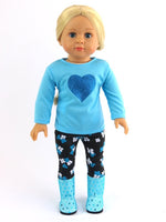 Blue Glitter Heart Sequin Boots Outfit Fits 18" American Girl Doll Clothing0