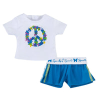 Butterfly Peace Sign Short Set Fits 18" American Girl Doll Clothes0