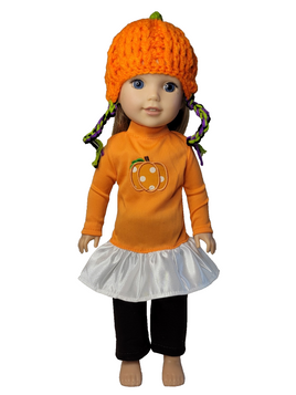 Pumpkin Outfit Fits 14.5" Wellie Wisher American Girl Doll Clothing0
