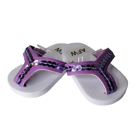 Purple Sequin Flip Flop Sandals Fits 18" American Girl Doll Clothing Shoes1