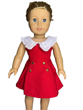 White Collared Red Dress Fits 18" American Girl Doll Clothing1