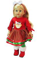 Red And Green Santa Dress Leggings Headband Fits 18" American Girl Doll Clothing0