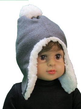 Grey Winter Pom Hat Fits 18" American Girl Boy Doll Clothing0