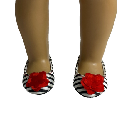 Red Flower Stripe Shoes Fits 18" American Girl Doll Clothing Shoes0