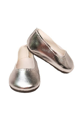 Silver Flat Dress Shoes Fits 18" American Girl Doll Clothing Shoes0