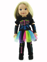 Neon Skeleton Costume Fits 14.5 Wellie Wisher American Girl Doll Clothing0