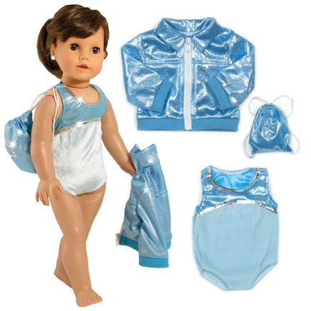 Blue Sparkly Gymnastic 3pc Set Fits 18" American Girl Doll Clothes0