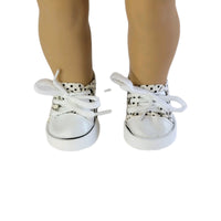White Sneakers With Black Polka Dots Fits 18" American Girl Doll Clothes Shoes2