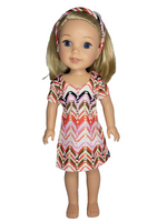 Colorful Zig Zag Dress Fits 14.5" Wellie Wisher American Girl Doll Clothing0