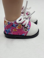 Magenta Floral Print Shoes Fits 14.5" Wellie Wisher American Girl Doll Shoes2