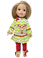 Reindeer Chevron Pant Set Fits 14.5" Wellie Wisher American Girl Doll Clothing0