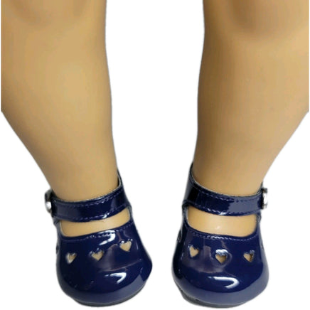 Navy Heart Cutout Dress Shoes Fits 18" American Girl Doll Clothes Shoes1