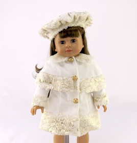 White And Gold Coat And Hat Fits 18" American Girl Doll Clothing0