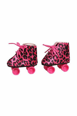 Pink Leopard Roller Skates Fits 14.5" Wellie Wisher American Girl Doll Shoes0