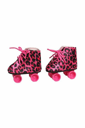 Pink Leopard Roller Skates Fits 14.5" Wellie Wisher American Girl Doll Shoes0