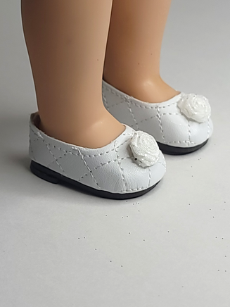 White Stitched Rose Dress Shoe Fits 14.5" Wellie Wisher American Girl Doll Shoes2