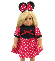 Red Polka Dot Dress Mouse Ear Headband Fits 18" American Girl Doll Clothing0